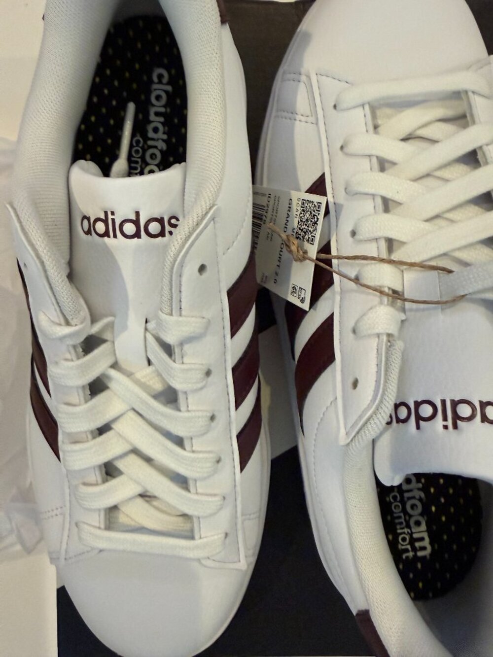 Adidas Grand Court 2.0 Cloud White /Brown /Aurora Met. Athletic Sneaker size 9 - Picture 4 of 9